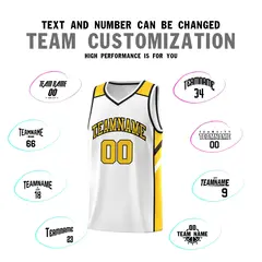White Yellow-Black Classic Basketball Jersey 4