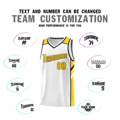 White Yellow-Black Classic Basketball Jersey 4