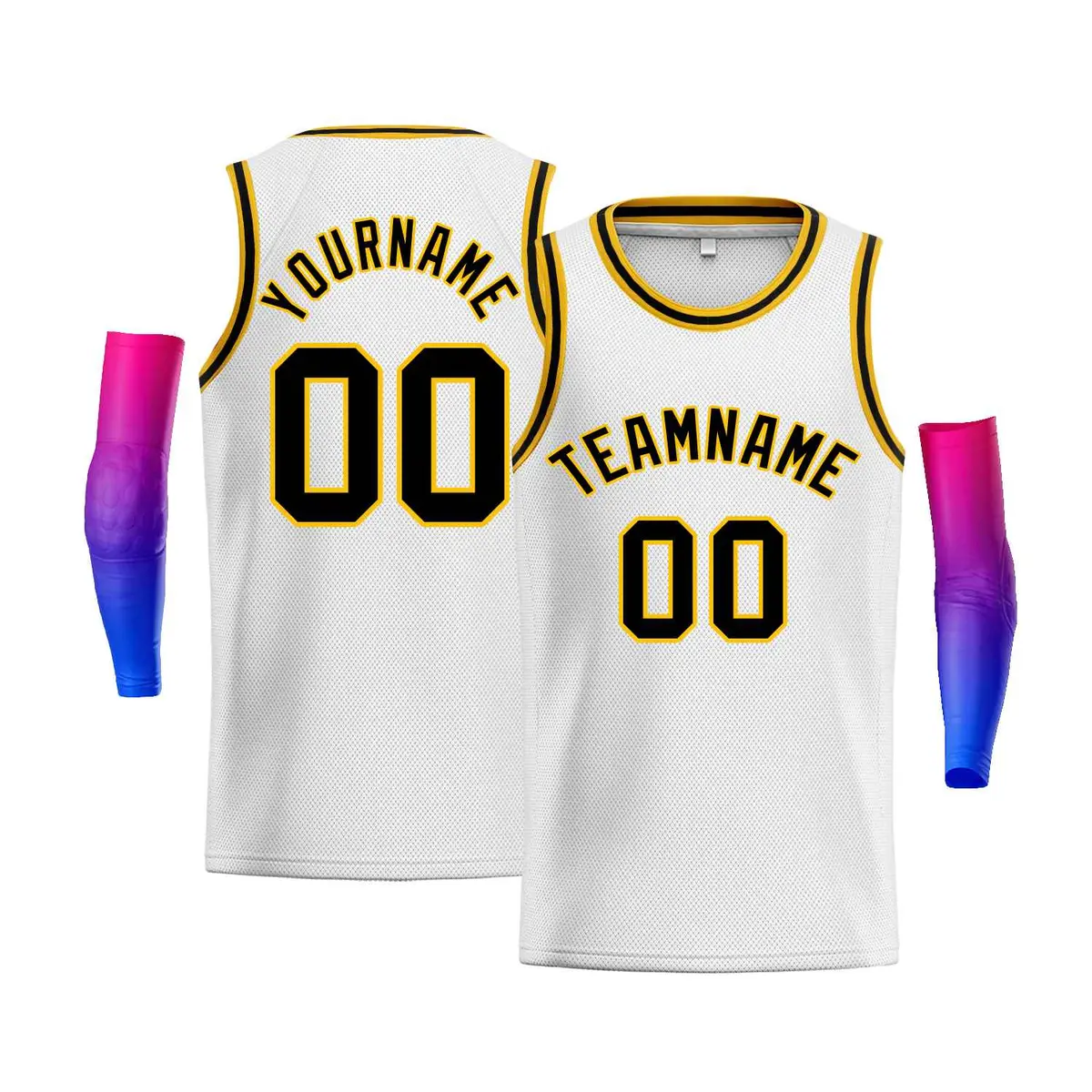 Men's White Yellow Black Classic Casual Bull Basketball Jersey