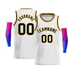 White Yellow Black Classic Casual Bull Basketball Jersey