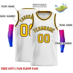 White Yellow-Black Classic Men Casual Basketball Jersey 2
