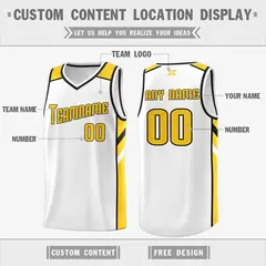 White Yellow-Black Classic Mesh Sport Basketball Jersey 2