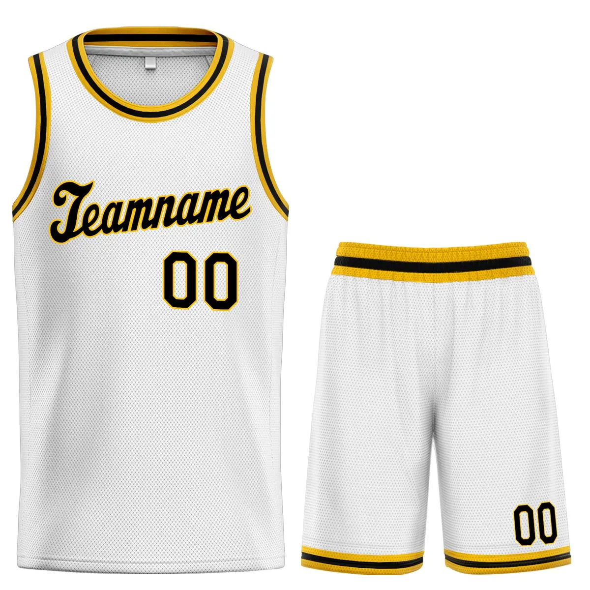 White Yellow-Black Classic Sets Basketball Jersey