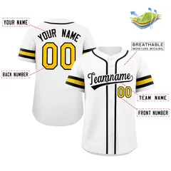 White Yellow-Black Classic Style Authentic Baseball Jersey 2
