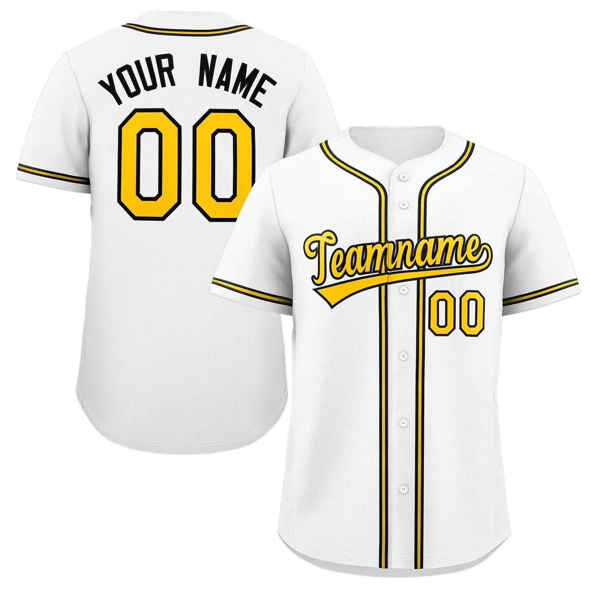 White Yellow-Black Classic Style Authentic Baseball Jersey