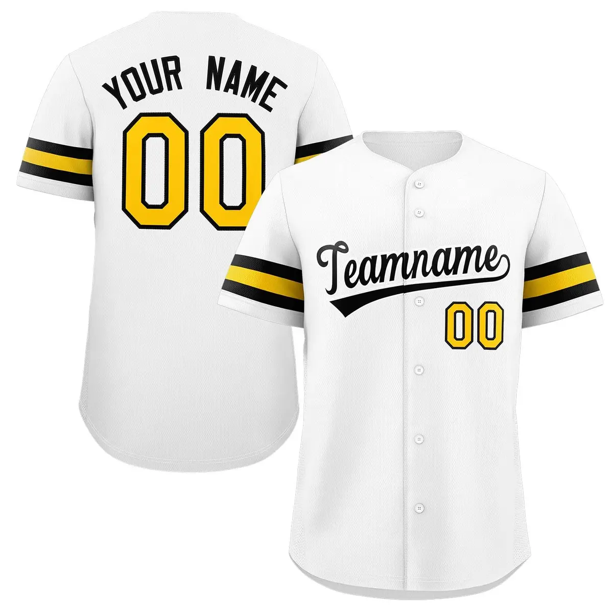White Yellow-Black Classic Style Authentic Baseball Jersey