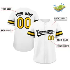 White Yellow-Black Classic Style Authentic Baseball Jersey 2