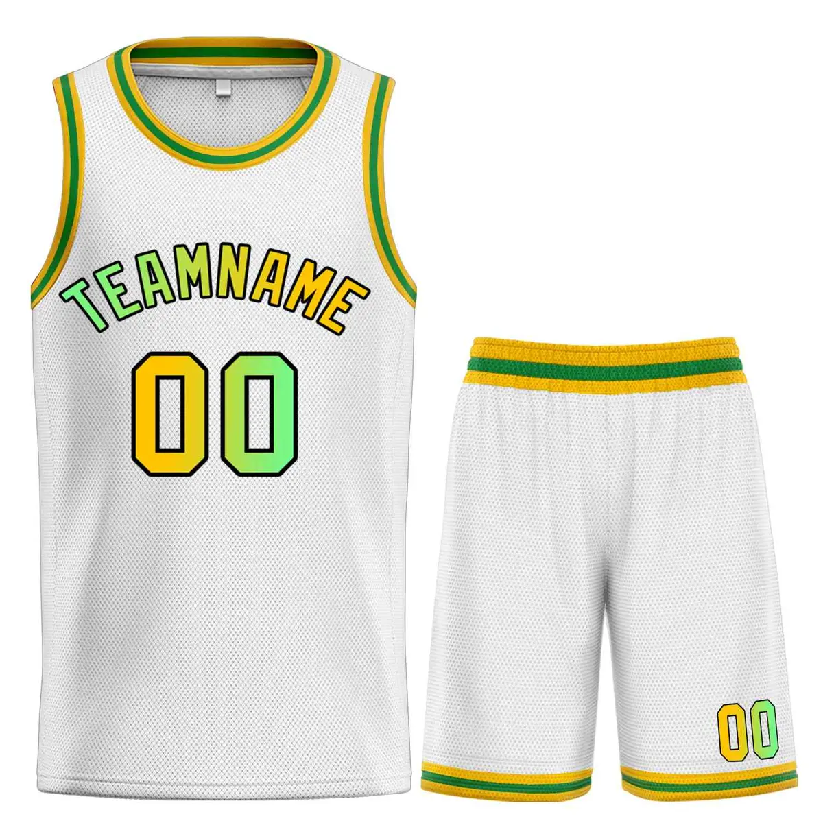White Yellow-Black Curved Classic Sets Basketball Jersey