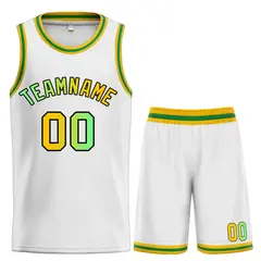 White Yellow-Black Curved Classic Sets Basketball Jersey 1