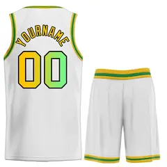 White Yellow-Black Curved Classic Sets Basketball Jersey 2