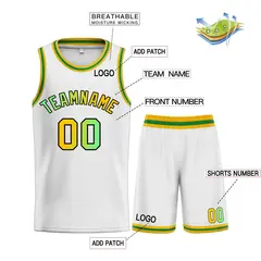 White Yellow-Black Curved Classic Sets Basketball Jersey 3
