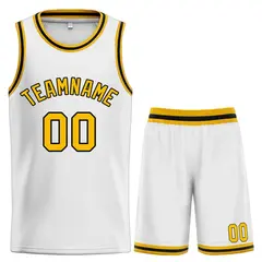 White Yellow-Black Curved Classic Sets Basketball Jersey