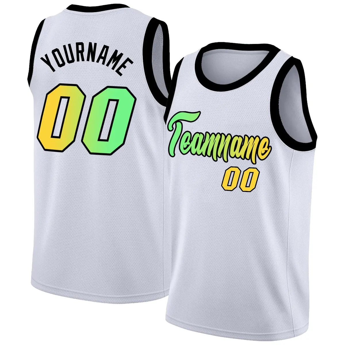 White Yellow-Black Gradient Fashion Tops Basketball Jersey