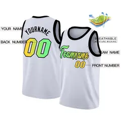 White Yellow-Black Gradient Fashion Tops Basketball Jersey 2
