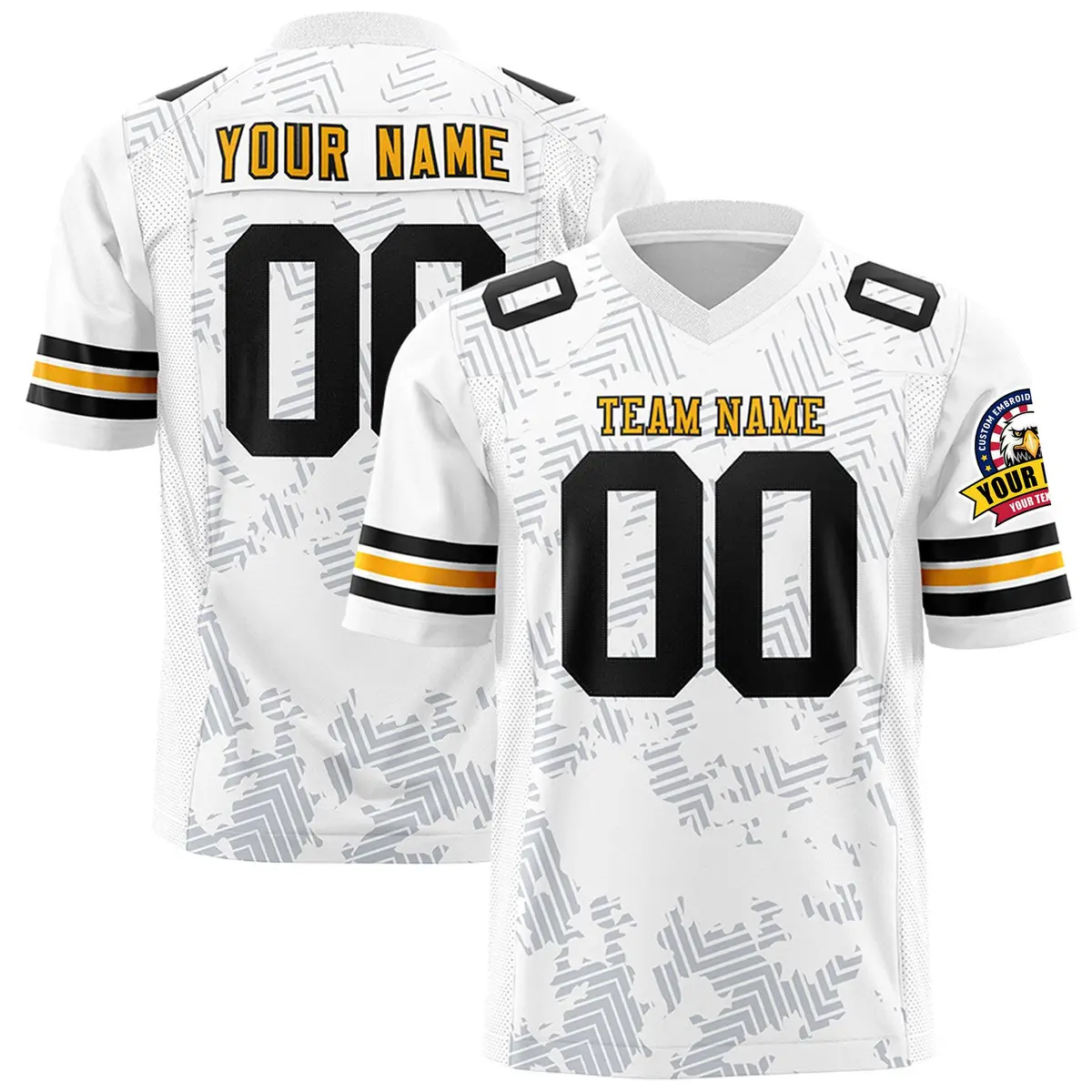 White Yellow-Black Graffiti Line Authentic Football Jersey