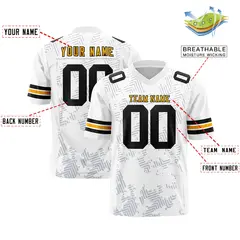 White Yellow-Black Graffiti Line Authentic Football Jersey 2