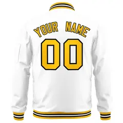 White Yellow-Black Varsity Full-Zip Letterman Bomber Jacket 4