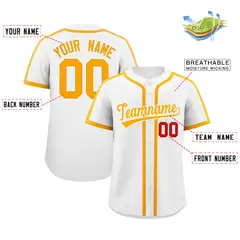 White Yellow Classic Authentic Baseball Jersey 2