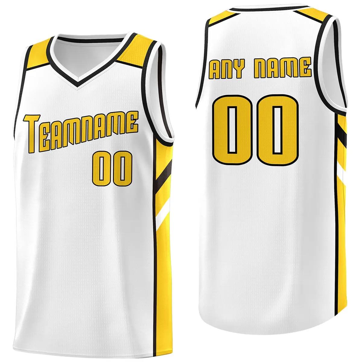 White Yellow Classic Breathable Basketball Jersey
