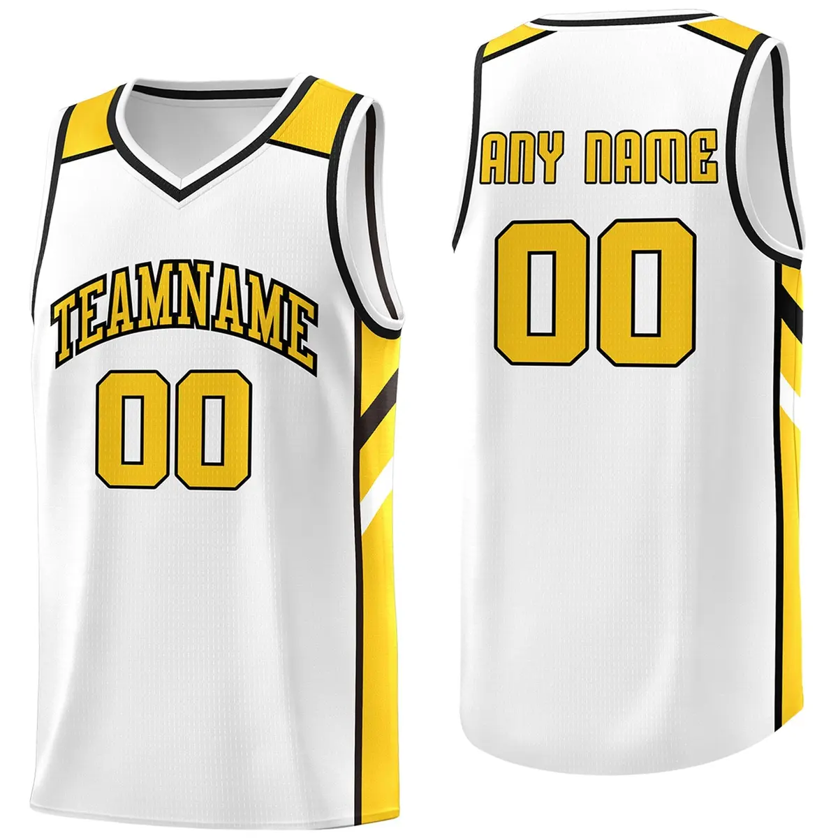 White Yellow Classic Men/Boy Athletic Basketball Jersey