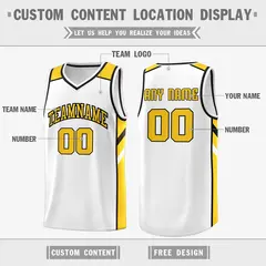 White Yellow Classic Men/Boy Athletic Basketball Jersey 2