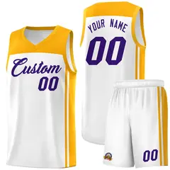 White Yellow Classic Sets Basketball Jersey 1