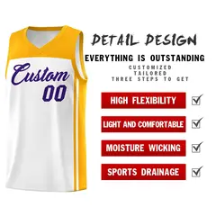 White Yellow Classic Sets Basketball Jersey 2