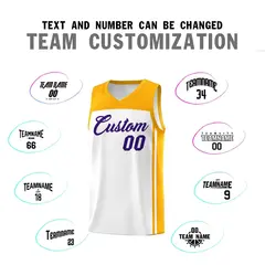 White Yellow Classic Sets Basketball Jersey 4