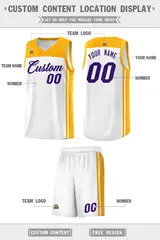 White Yellow Classic Sets Basketball Jersey 5