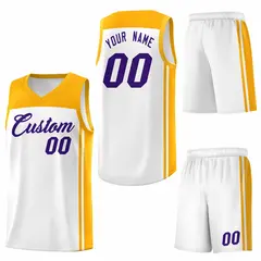 White Yellow Classic Sets Basketball Jersey 6