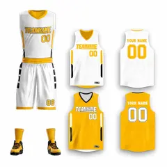 White Yellow Double Side Design Sportswear Basketball Jersey