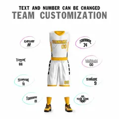 White Yellow Double Side Design Sportswear Basketball Jersey 2