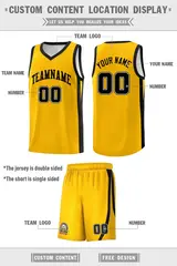 White Yellow Double Side Men Basketball Jersey Sets 4