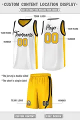 White Yellow Double Side Men Basketball Jersey Sets 2