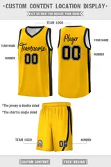 White Yellow Double Side Men Basketball Jersey Sets 4