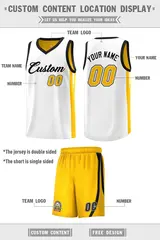 White Yellow Double Side Men Basketball Jersey Sets 2