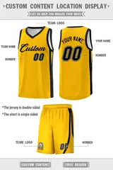 White Yellow Double Side Men Basketball Jersey Sets 4