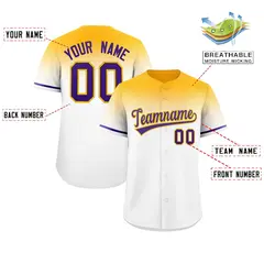 White Yellow Gradient Authentic Baseball Jersey 2