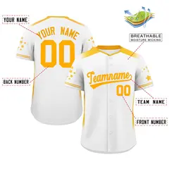 White Yellow Gradient Side Star Pattern Baseball Jersey 2