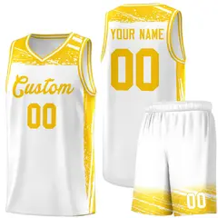 White Yellow Graffiti Pattern Sports Basketball Jersey