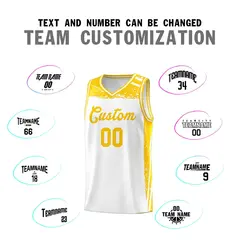 White Yellow Graffiti Pattern Sports Basketball Jersey 3