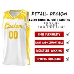 White Yellow Graffiti Pattern Sports Basketball Jersey 4