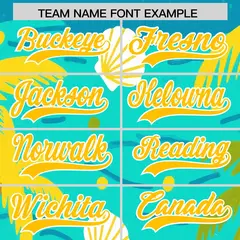 White Yellow Hawaiian Graffiti Palm Tree Baseball Jersey 3