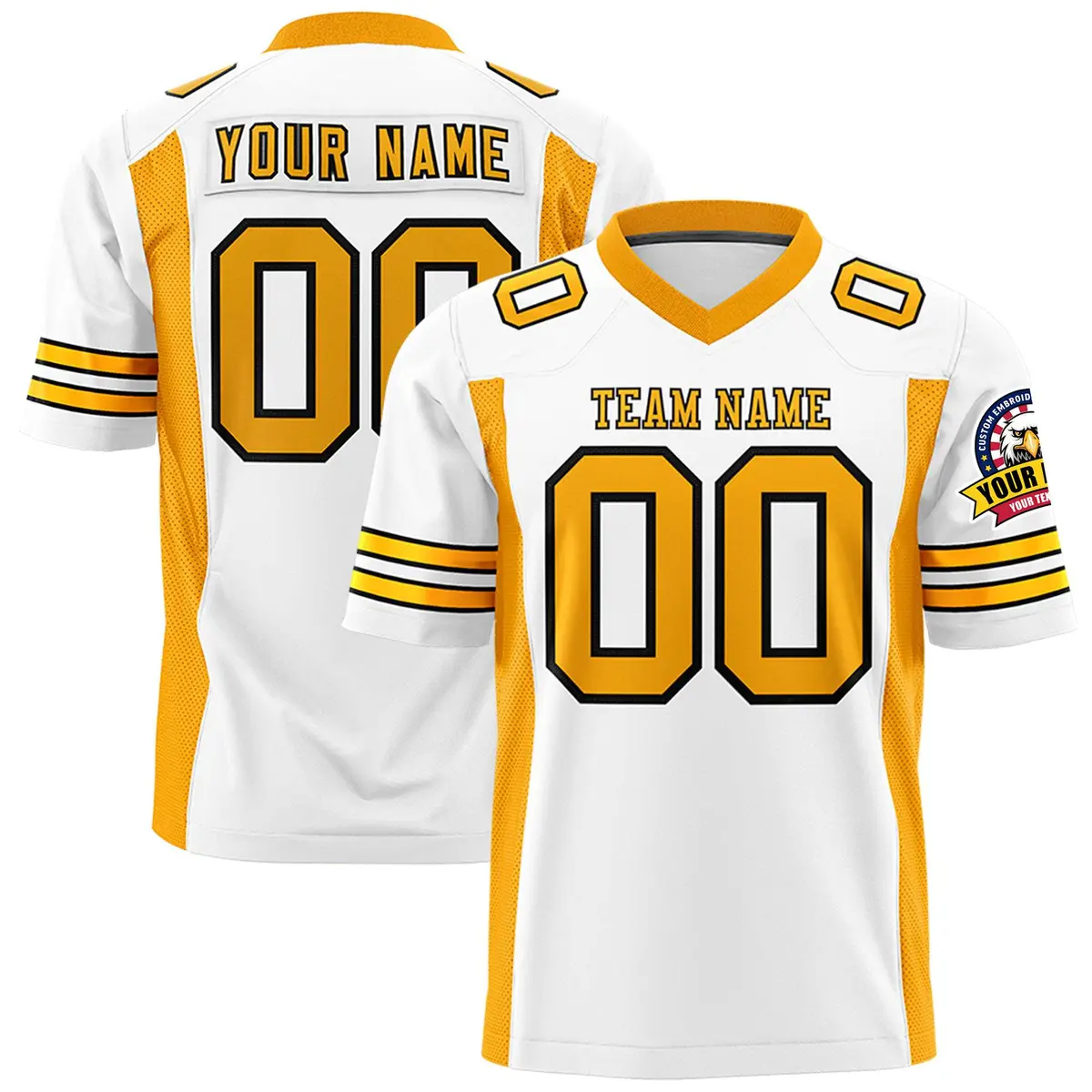 White Yellow Insert Color Design Authentic Football Jersey