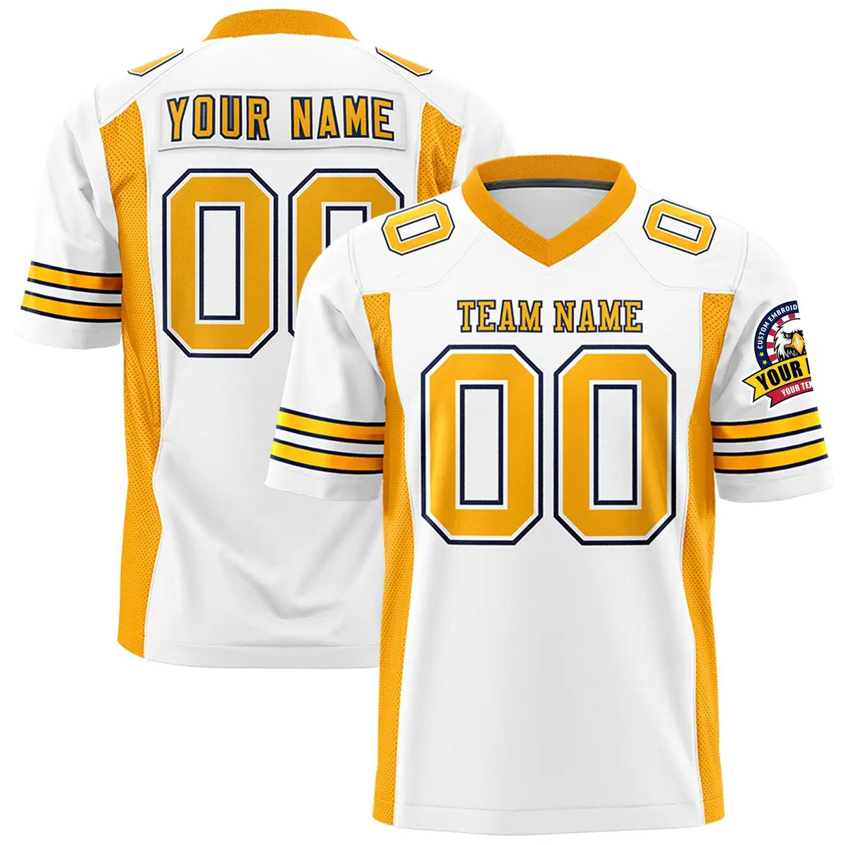 White Yellow Insert Color Design Authentic Football Jersey