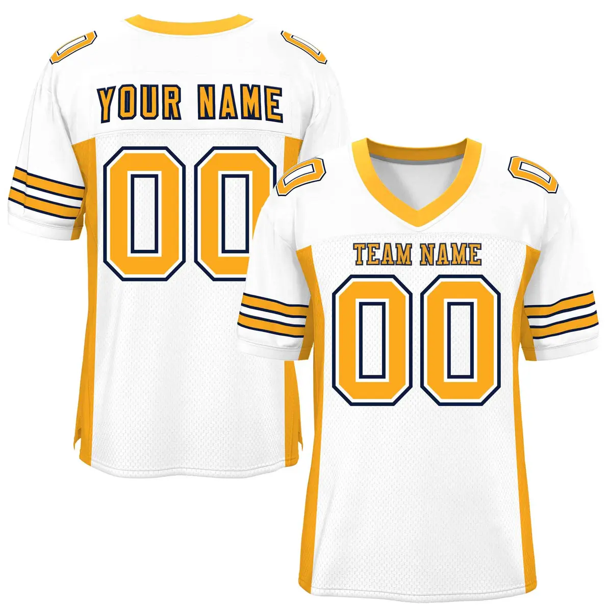 White Yellow Insert Color Mesh Authentic Football Jersey
