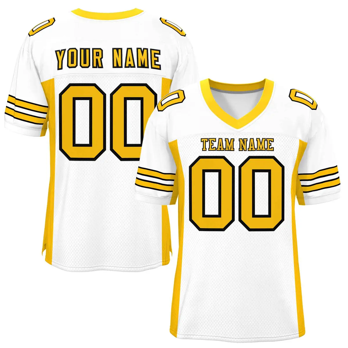 White Yellow Insert Color Mesh Authentic Football Jersey