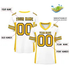 White Yellow Insert Color Mesh Authentic Football Jersey 2