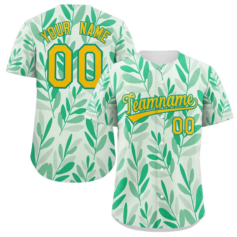 White Yellow-Kelly Green Graffiti Authentic Baseball Jersey