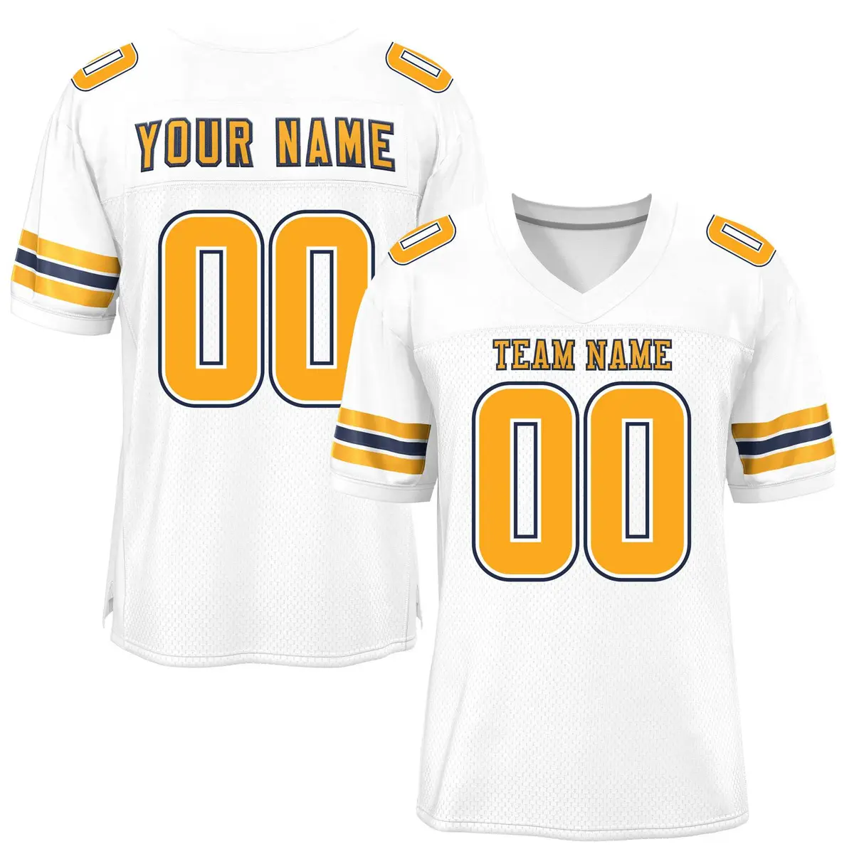 White Yellow-Navy Classic Mesh Authentic Football Jersey
